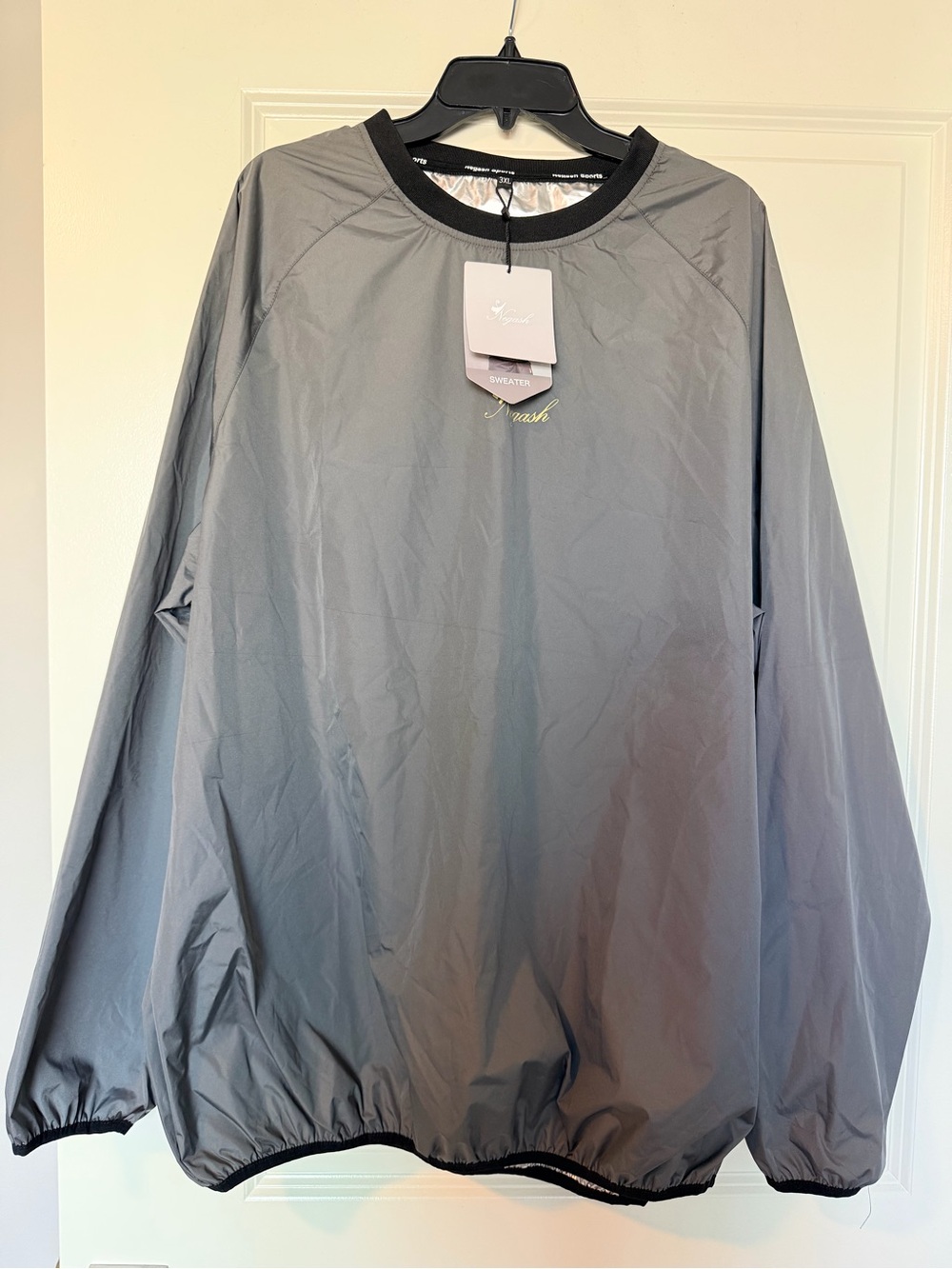 NWT Negash Sports Heavy Duty Sauna Suit Jacket Pullover — Size 3XL (Grey, Top On